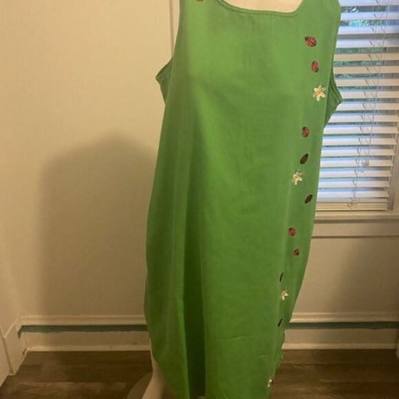 Mandal Bay Women Jumper Cottage Core Lady Bug Green, size L - Picture 1 of 6